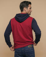 Sudadera con capucha y estampado en bloques de color para hombre - Rojo