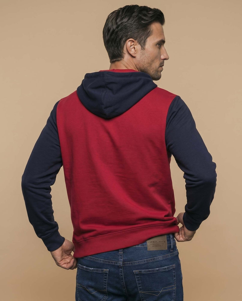Sudadera con capucha y estampado en bloques de color para hombre - Rojo 34_385F302_ROJ191656_4