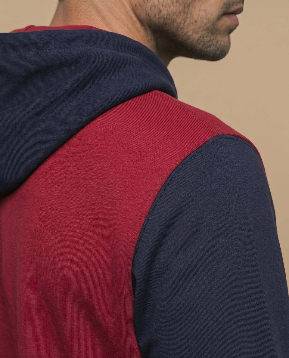 Sudadera con capucha y estampado en bloques de color para hombre - Rojo 34_385F302_ROJ191656_6