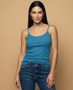 Camiseta básica de tiras en tejido acanalado - Azul