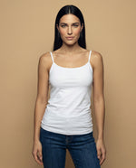 Camiseta básica de tiras en tejido acanalado - Blanco