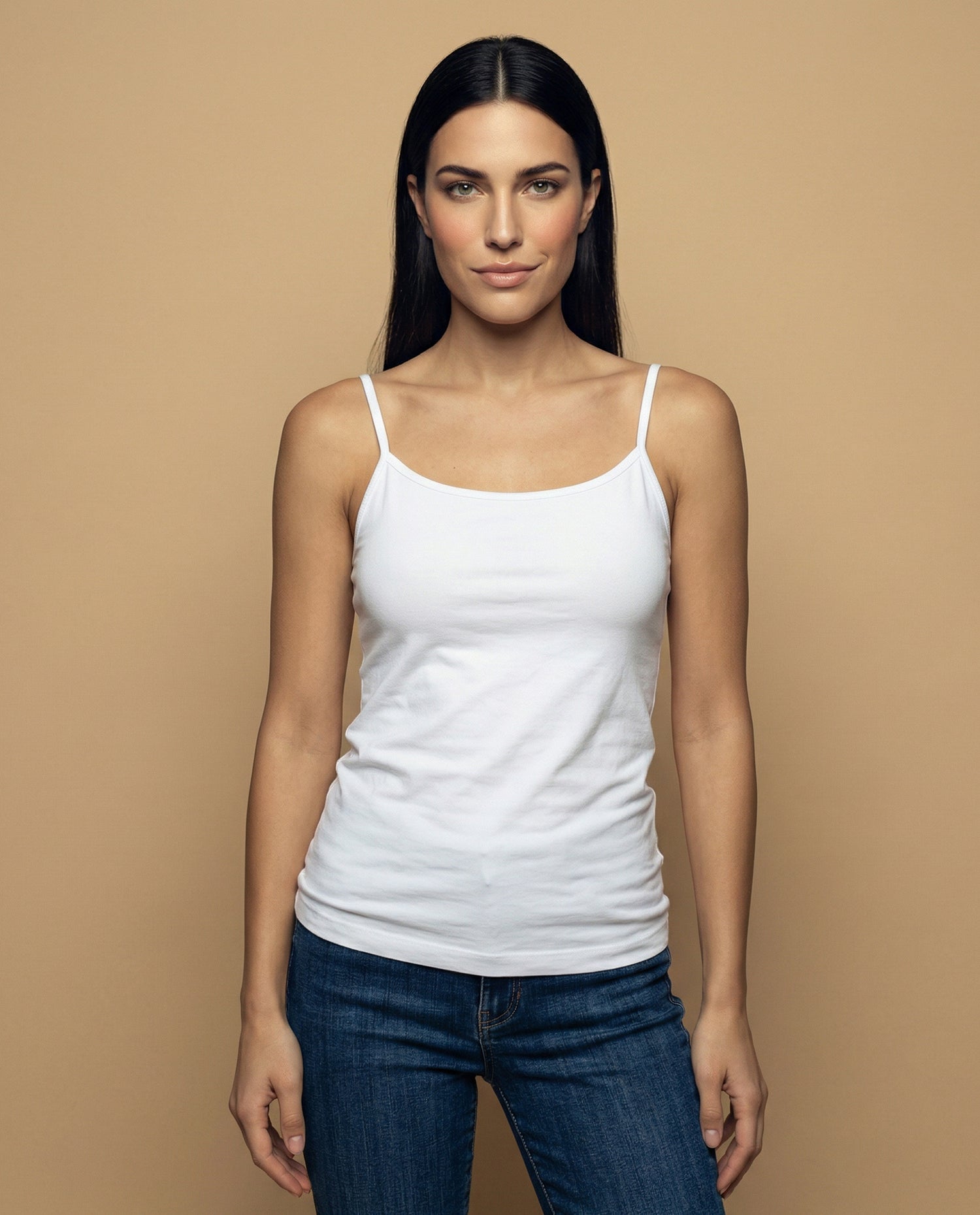 Camiseta básica de tiras en tejido acanalado - Blanco