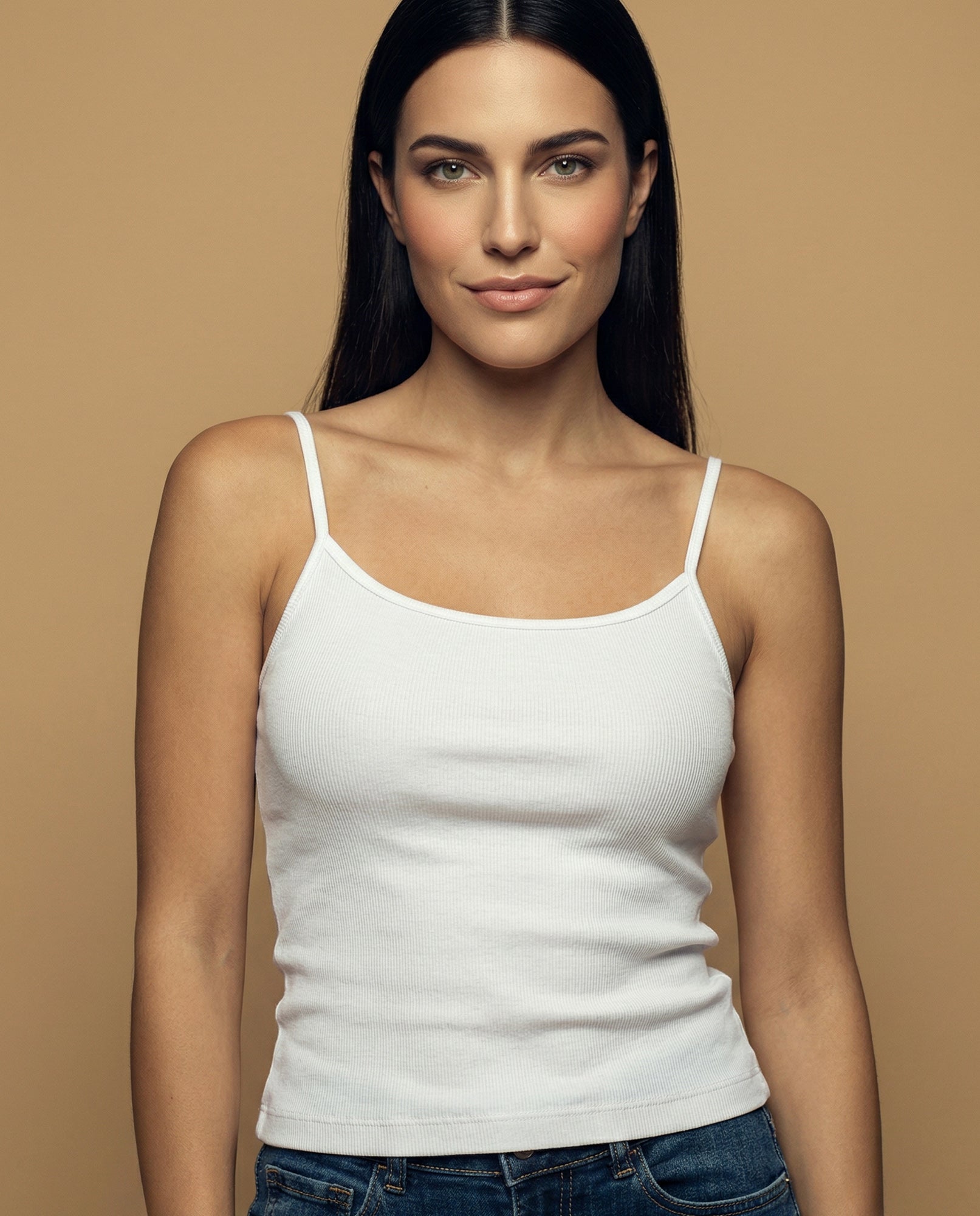 Camiseta básica de tiras en tejido acanalado - Blanco 34_4000000_030000_3
