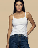 Camiseta básica de tiras en tejido acanalado - Blanco