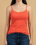 Camiseta básica de tiras en tejido acanalado - Naranja