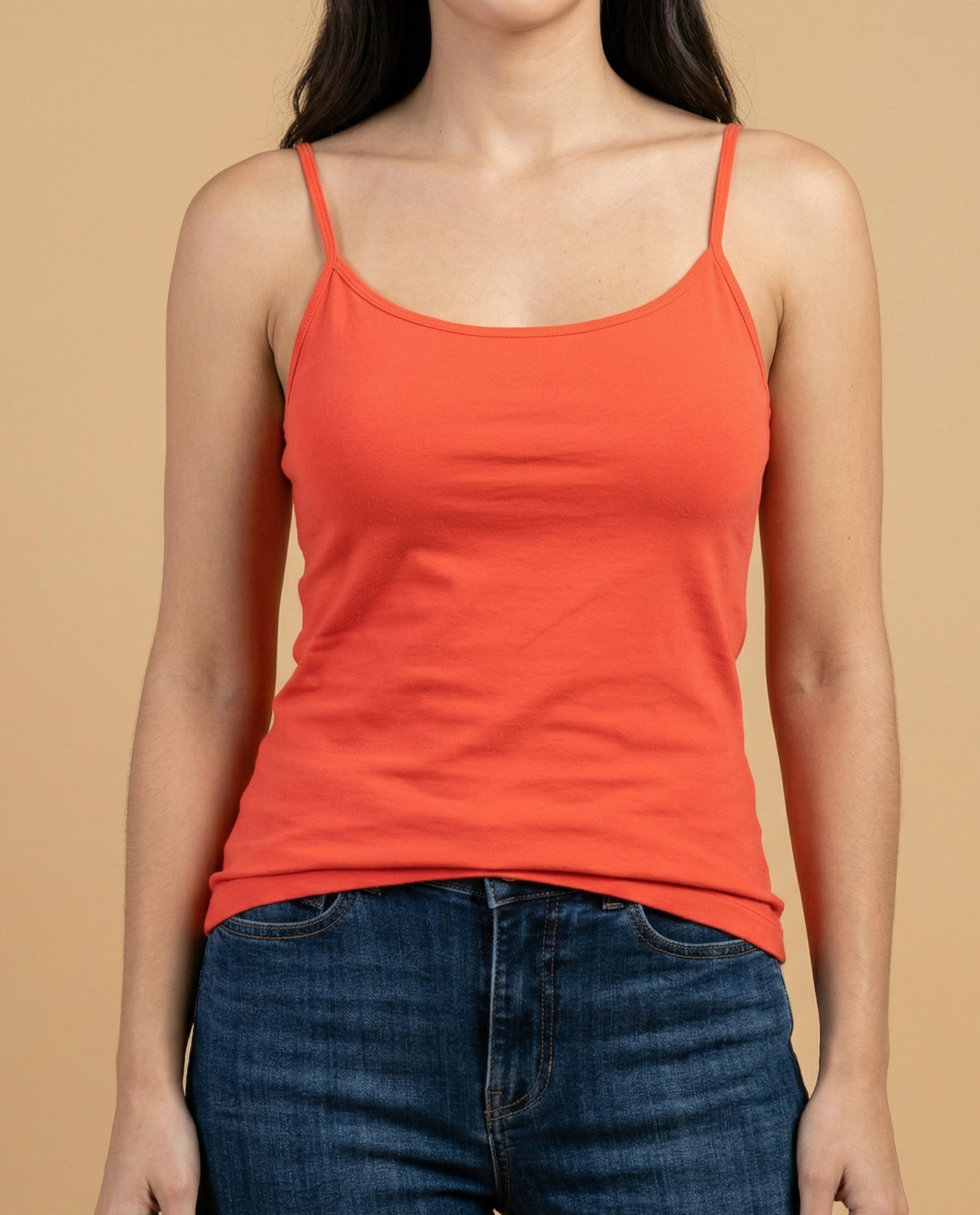 Camiseta básica de tiras en tejido acanalado - Naranja 34_4000000_080000_3