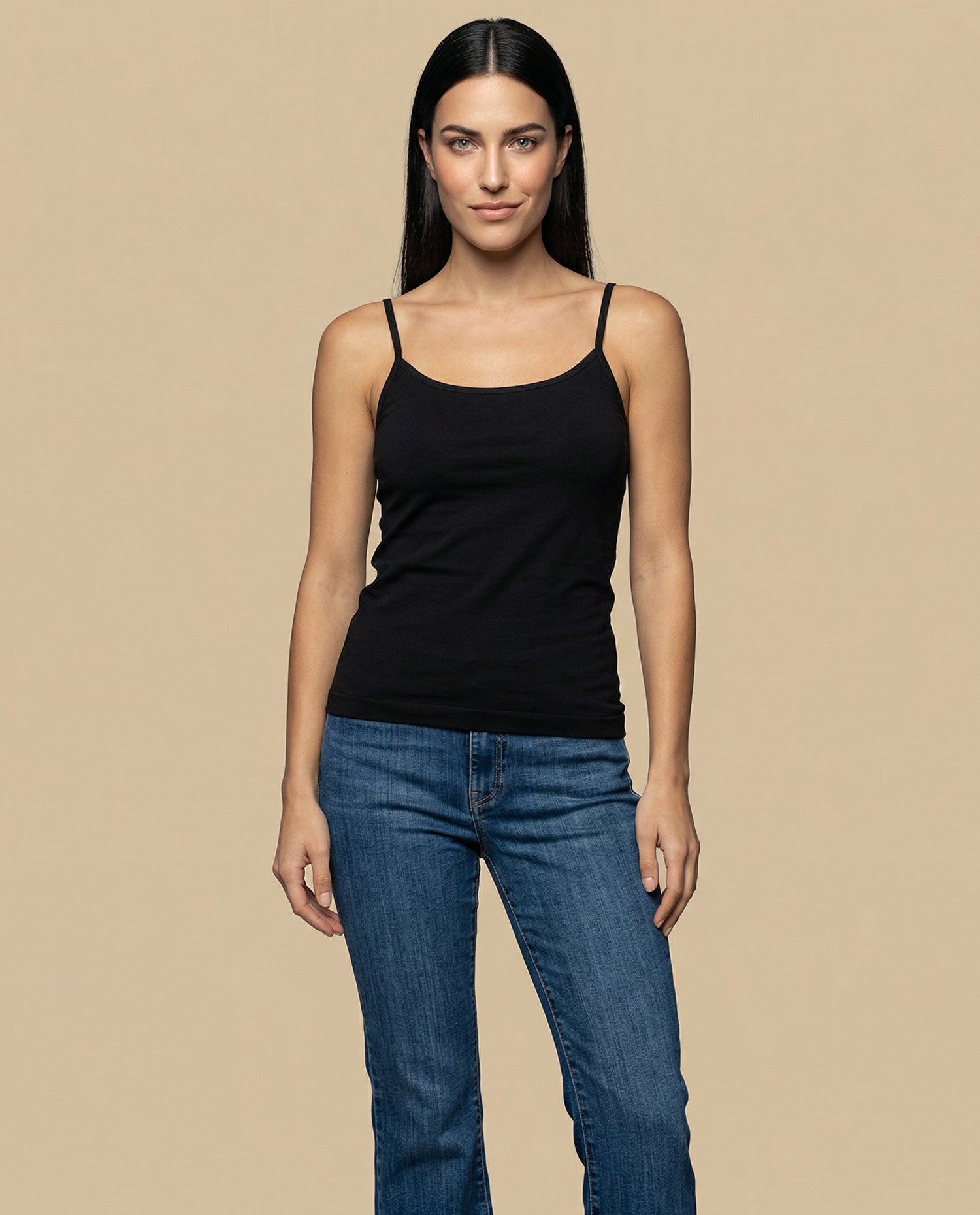 Camiseta básica de tiras en tejido acanalado - Negro