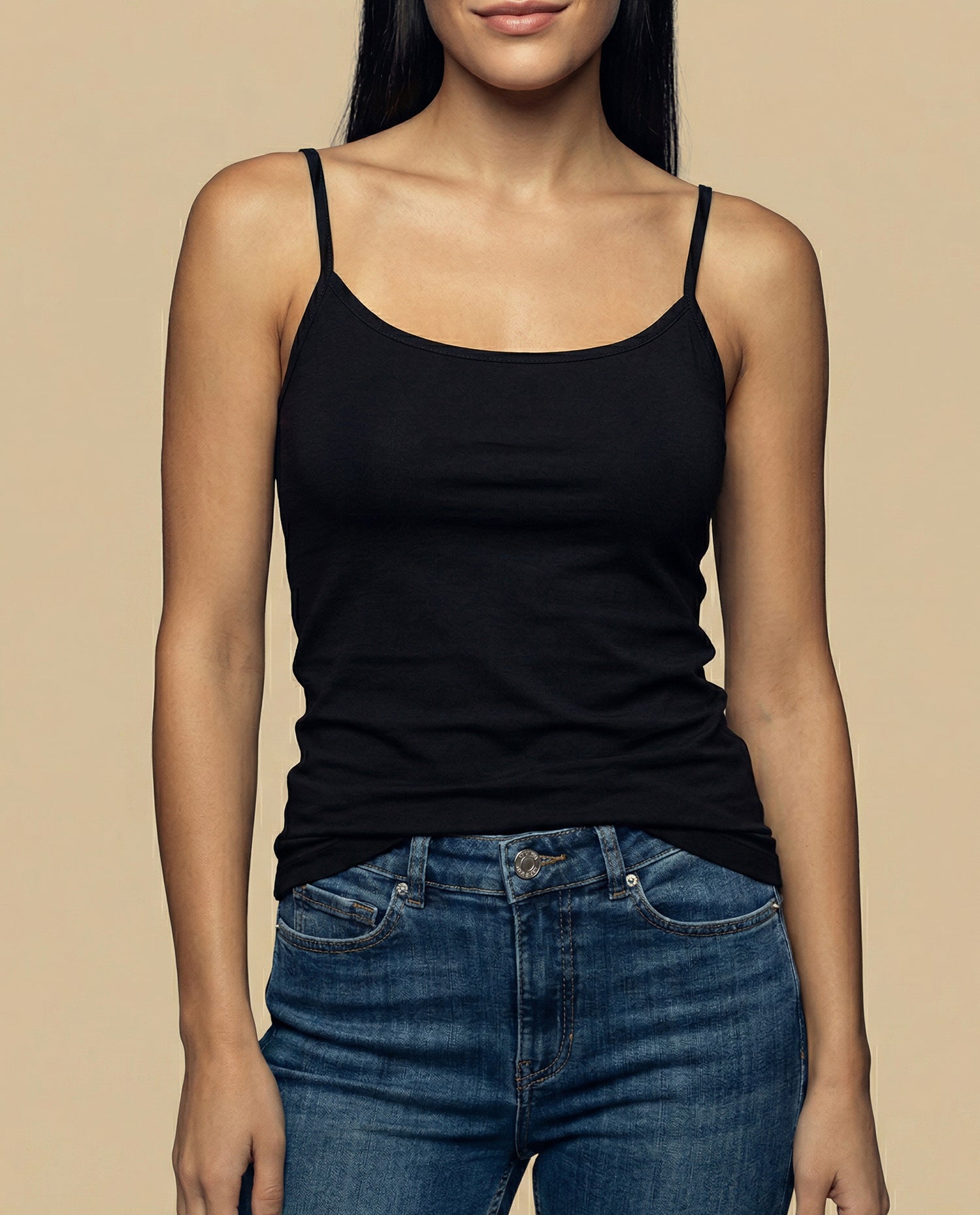 Camiseta básica de tiras en tejido acanalado - Negro