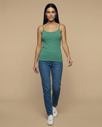 Camiseta básica de tiras en tejido acanalado - Verde