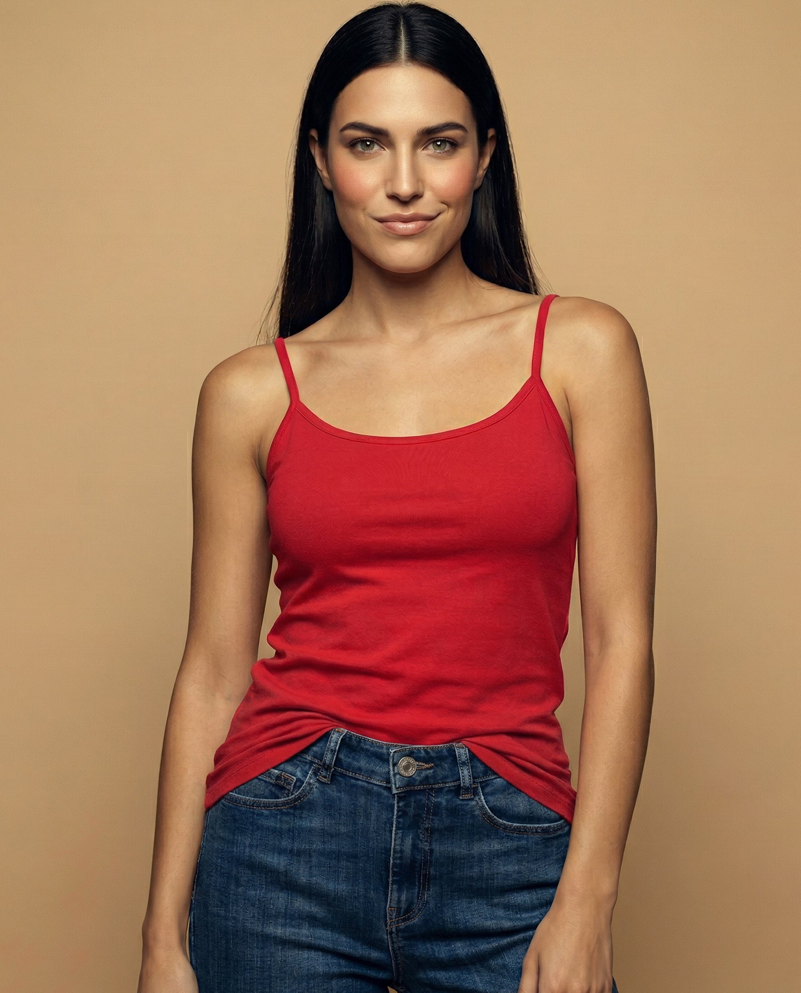 Camiseta básica de tiras en tejido acanalado - Rojo 34_4000000_110000_0