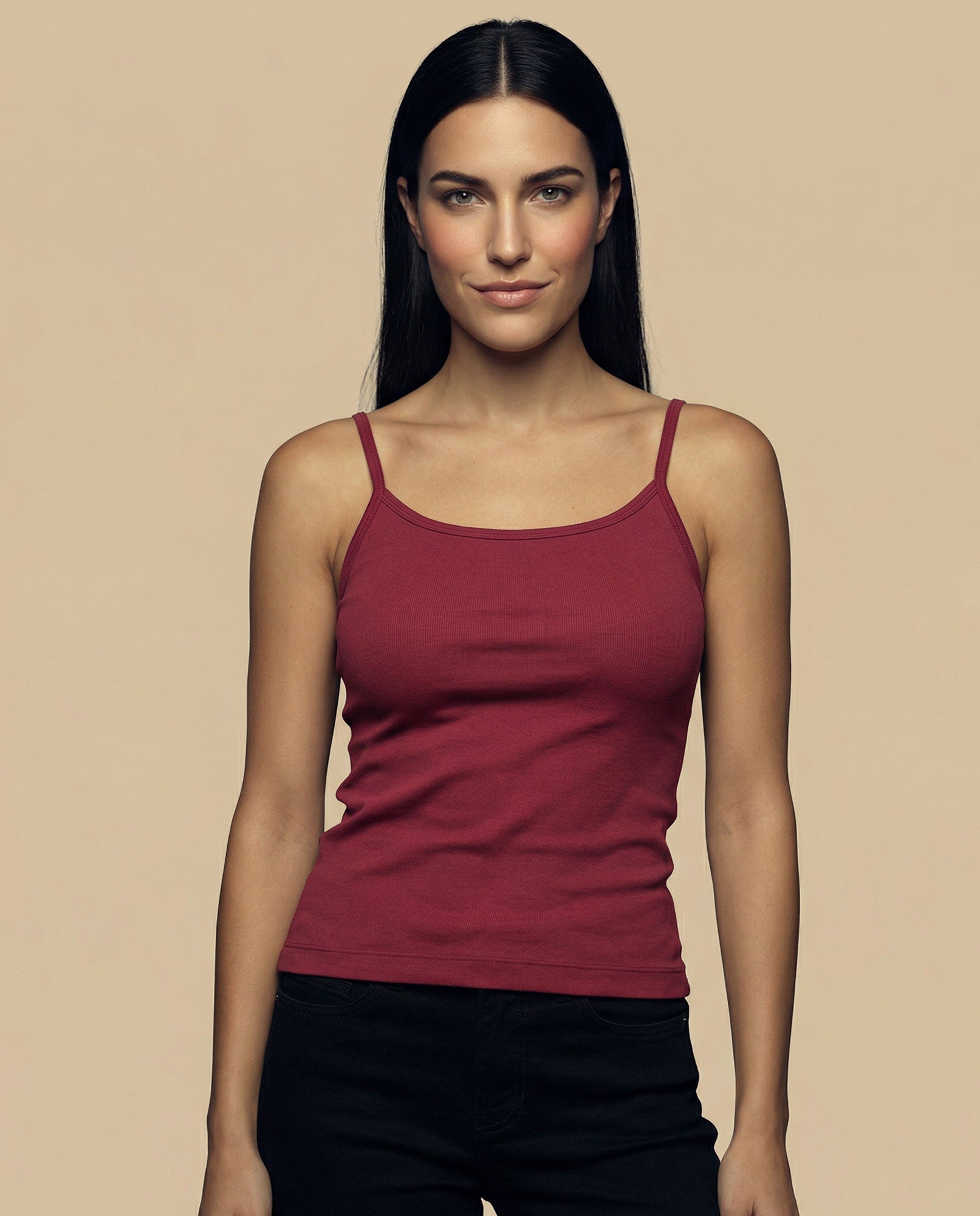 Camiseta básica de tiras en tejido acanalado - Rojo 34_4000000_110005_0