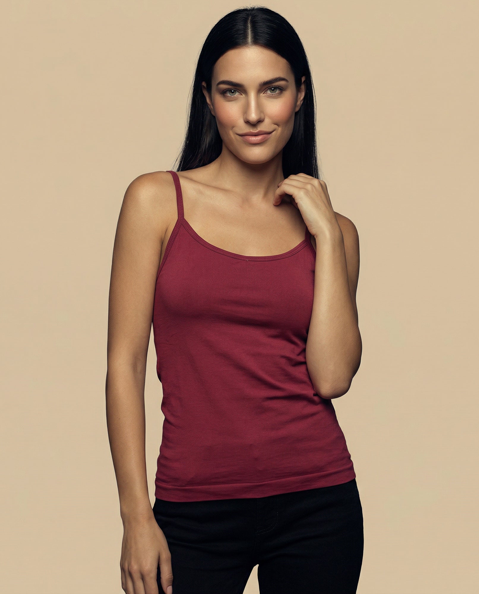 Camiseta básica de tiras en tejido acanalado - Rojo 34_4000000_110005_3