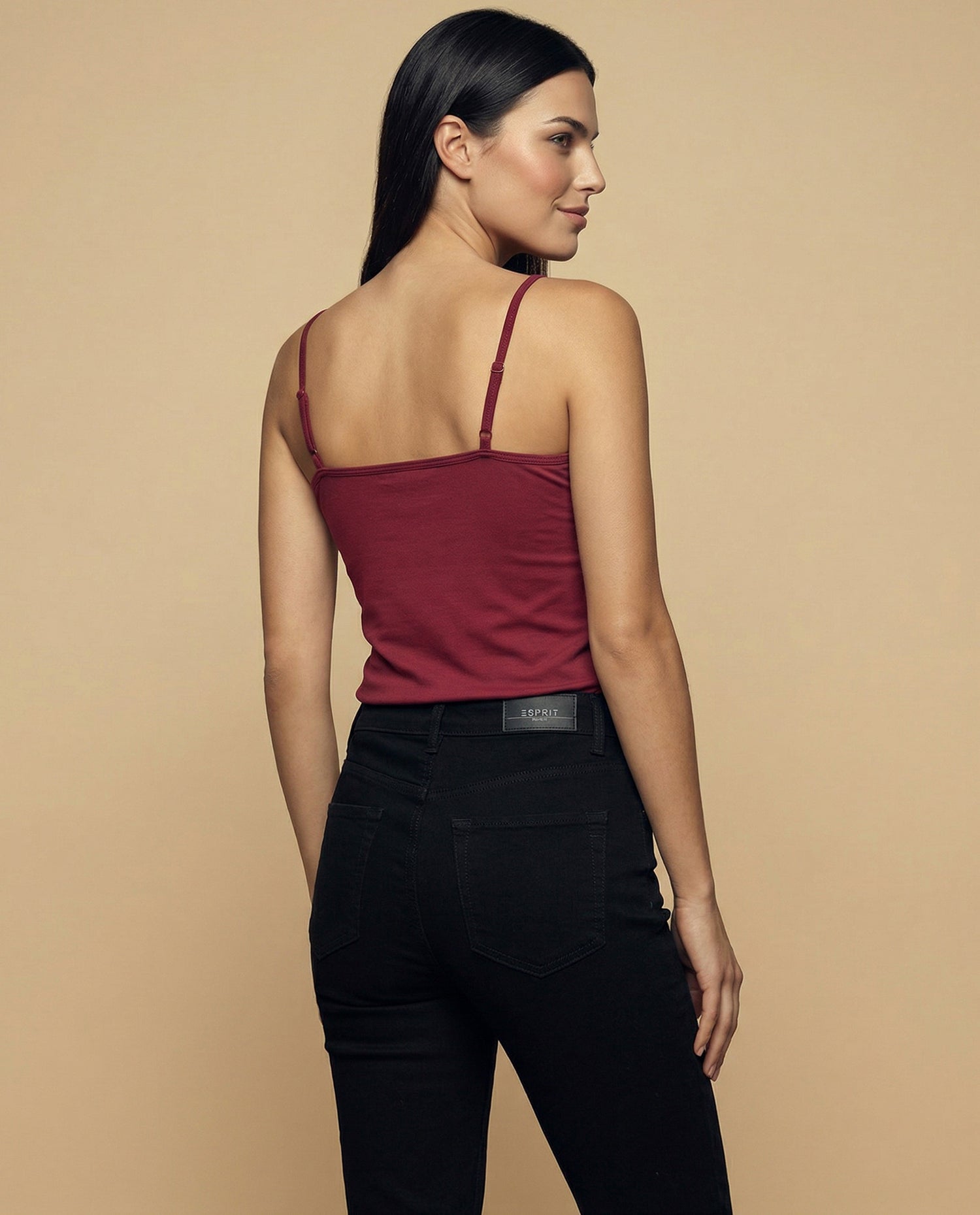 Camiseta básica de tiras en tejido acanalado - Rojo