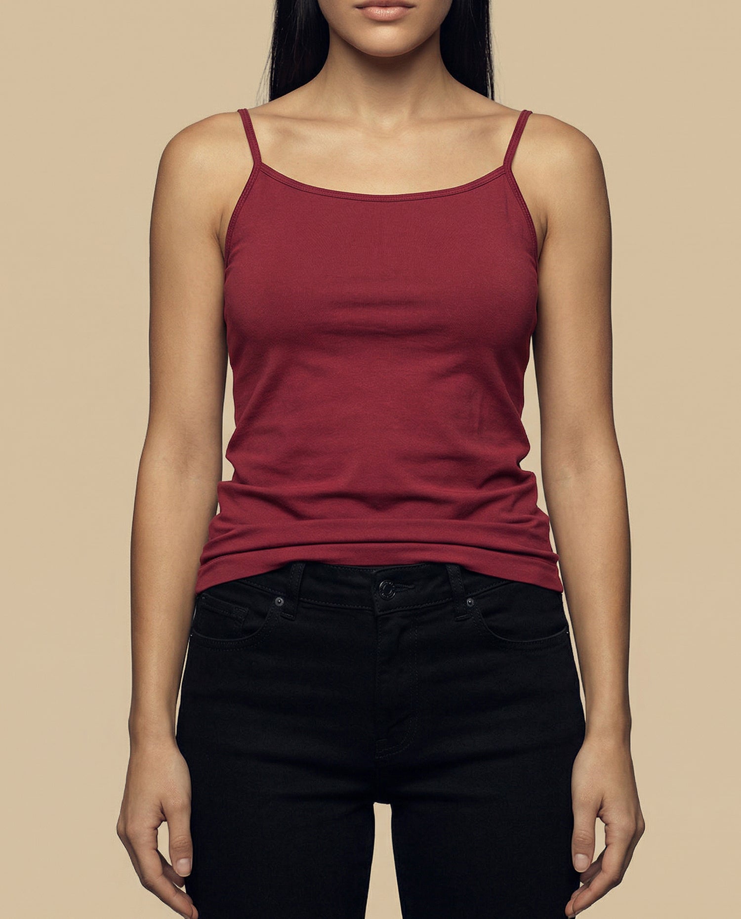 Camiseta básica de tiras en tejido acanalado - Rojo