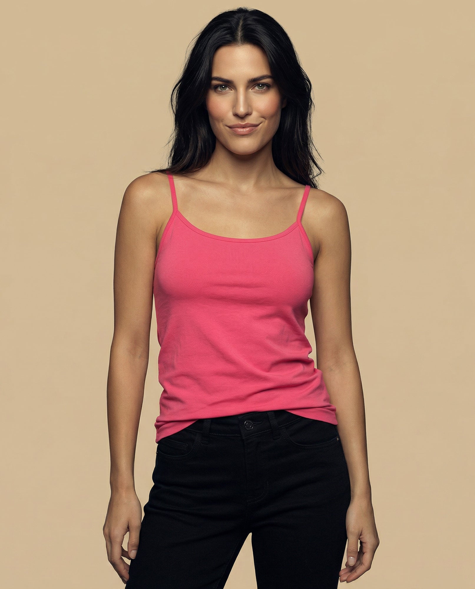 Camiseta básica de tiras en tejido acanalado - Rosa 34_4000000_120000_0