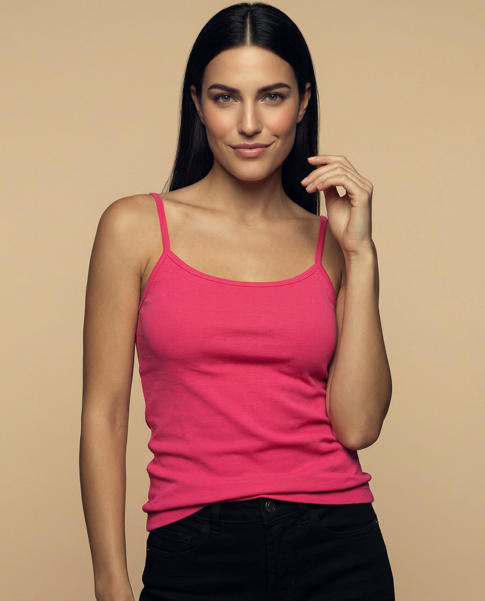 Camiseta básica de tiras en tejido acanalado - Rosa 34_4000000_120000_3