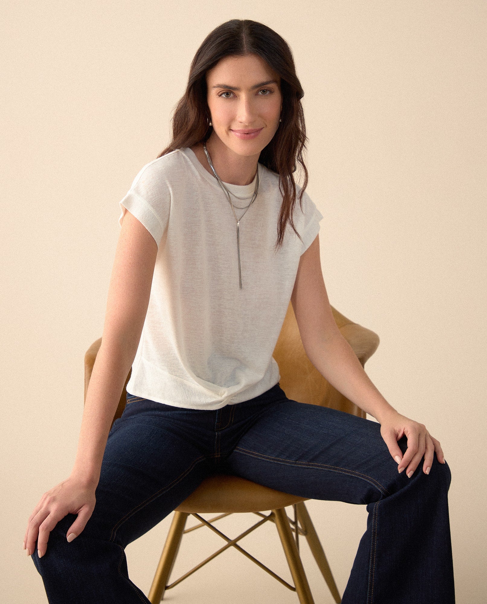 Camiseta de textura suave para mujer - Crudo 34_401G008_CRU110602_0