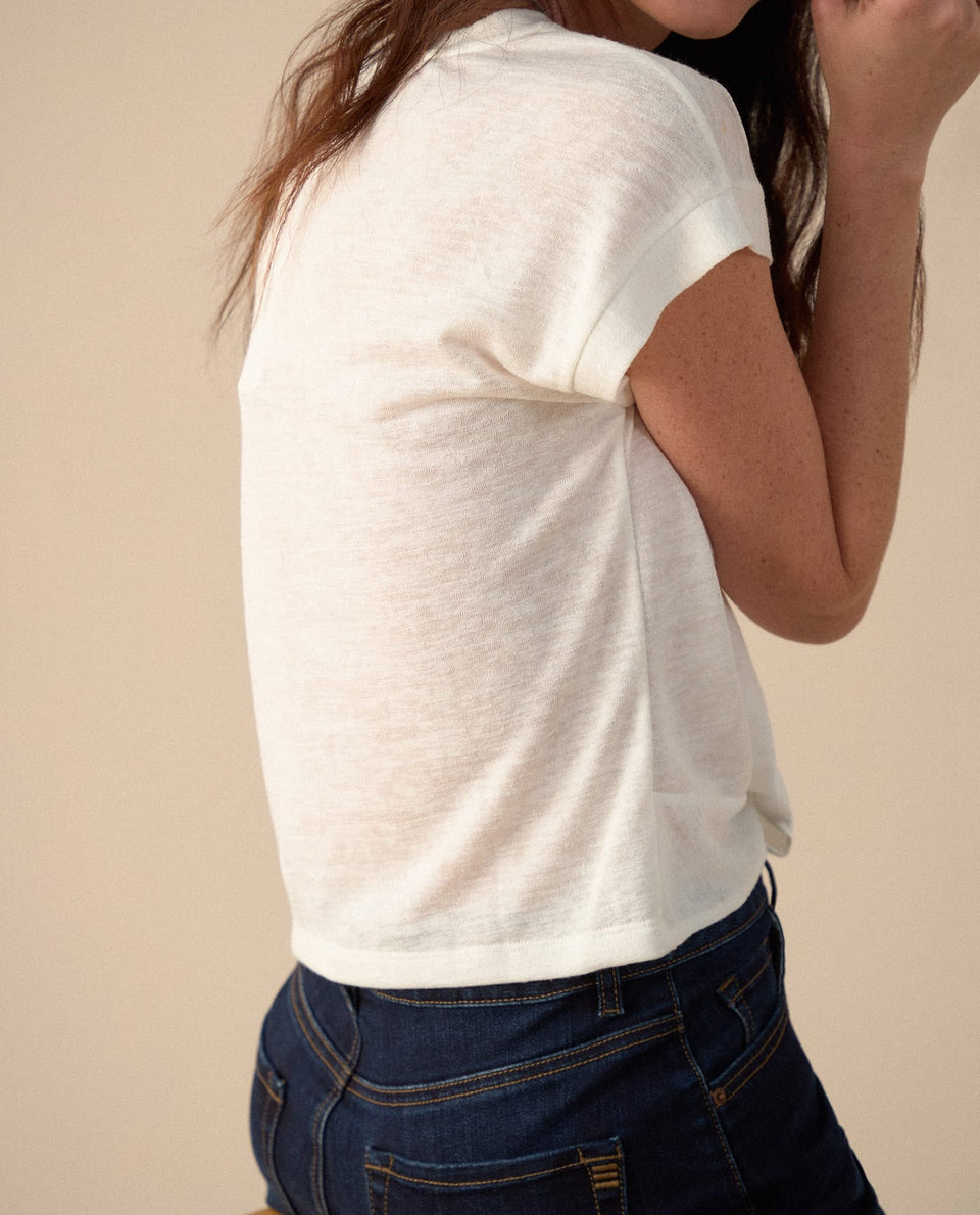 Camiseta de textura suave para mujer - Crudo 34_401G008_CRU110602_5