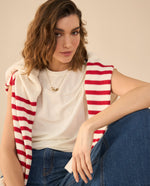 Camiseta con recogido en hombro para mujer - Blanco