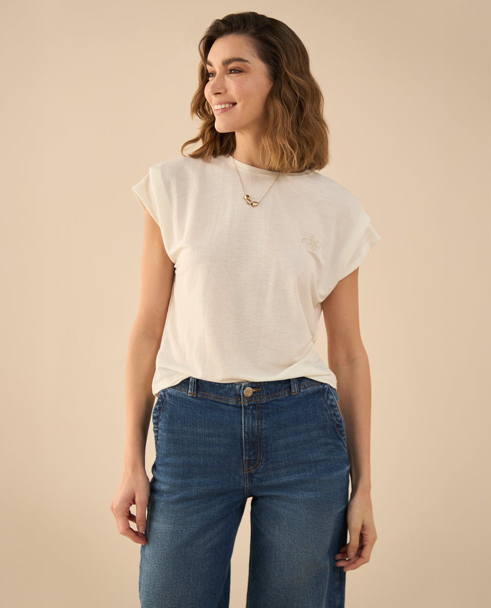 Camiseta con recogido en hombro para mujer - Blanco 34_401G011_BLA114202_5