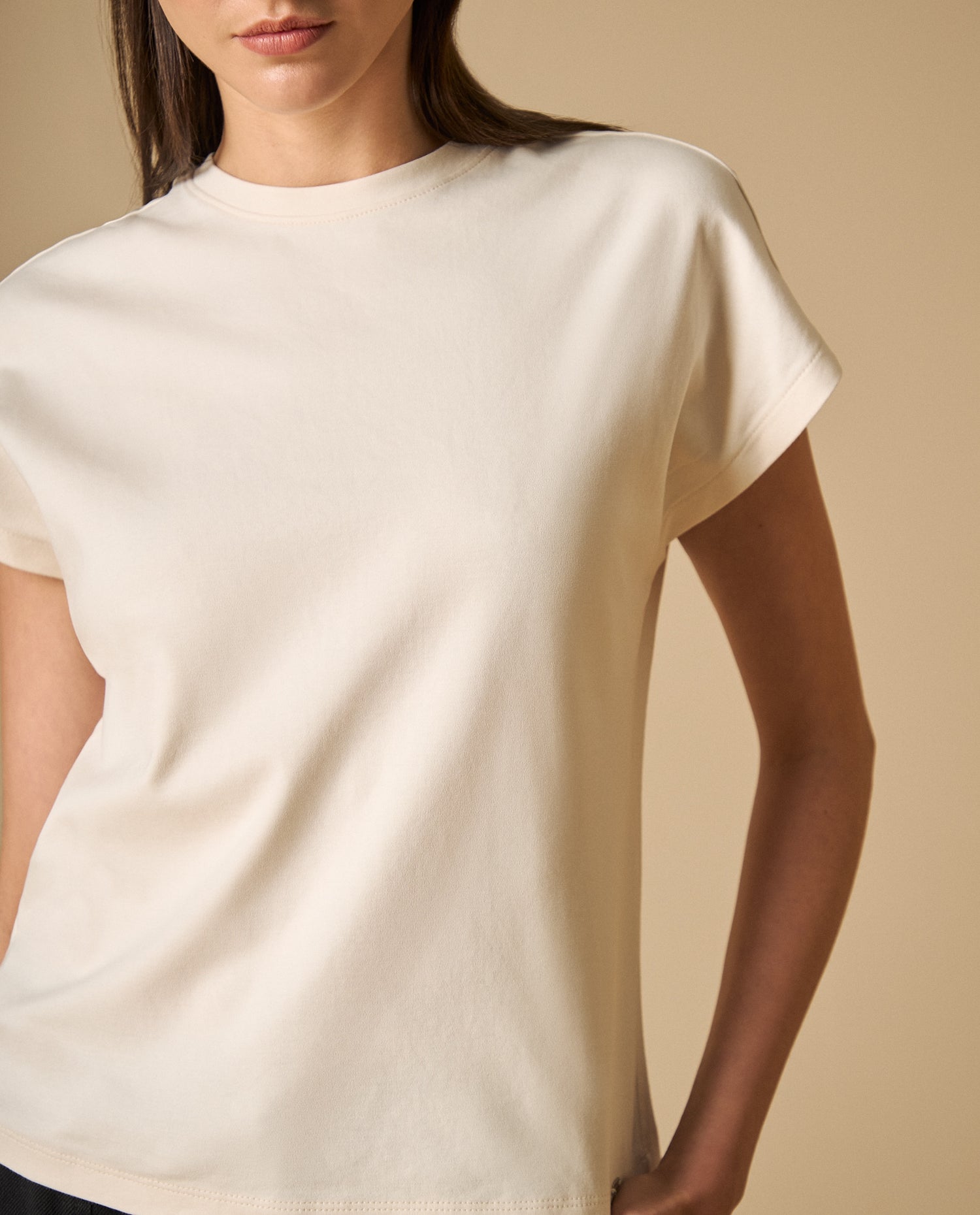 Camiseta cuello redondo algodón manga corta - Crudo