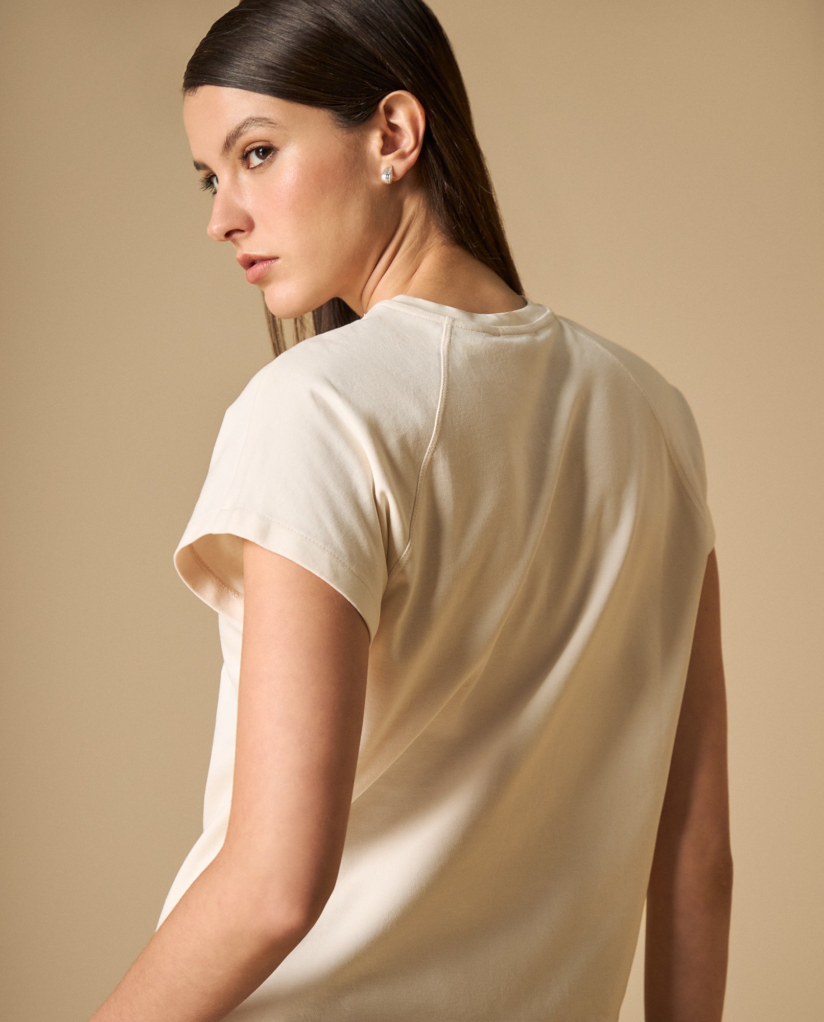Camiseta cuello redondo algodón manga corta - Crudo 34_401H006_CRU111302_4