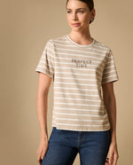Camiseta básica cuello redondo manga corta - Beige