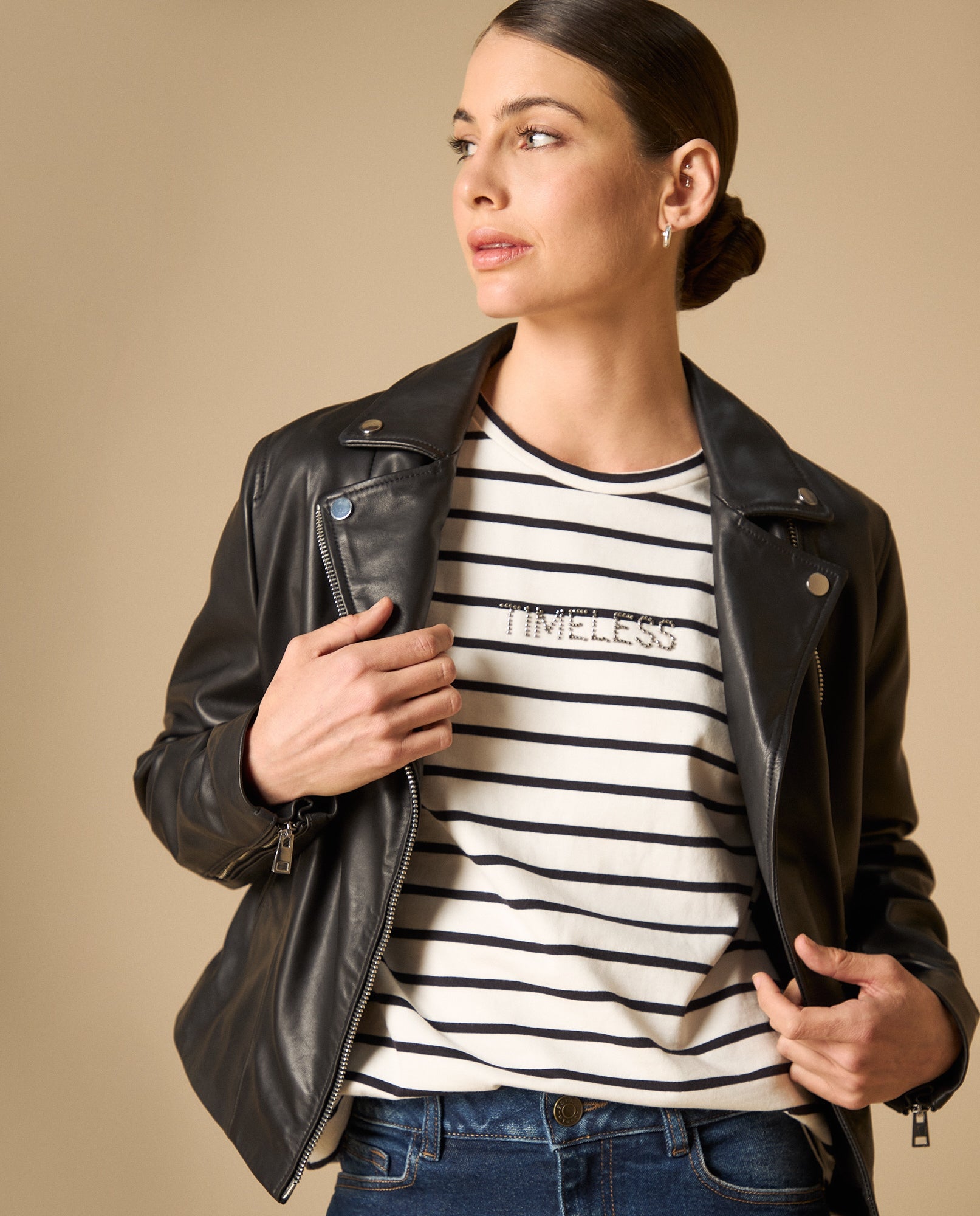 Camiseta básica cuello redondo manga corta - Crudo 34_401H007_CRU111001_0