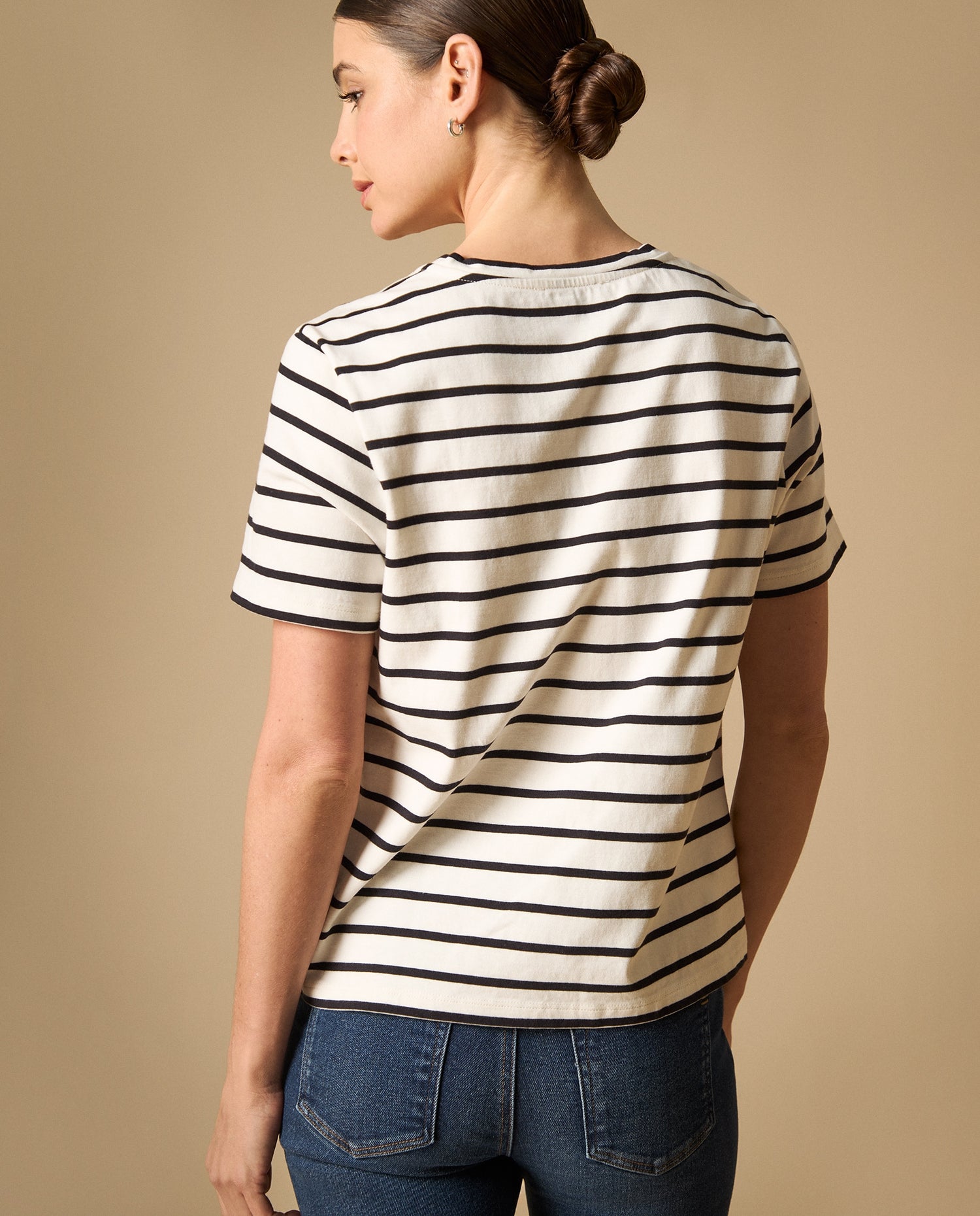 Camiseta básica cuello redondo manga corta - Crudo