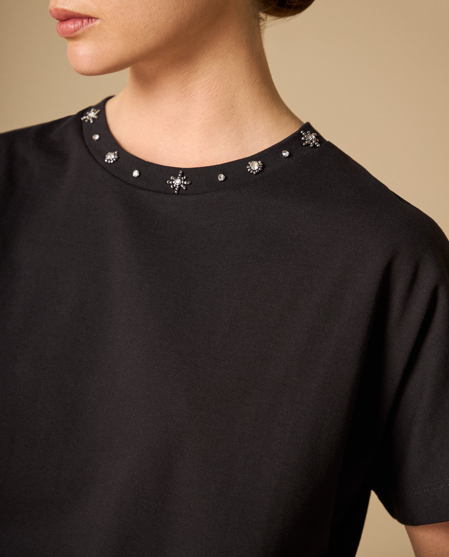 Camiseta básica cuello redondo manga corta - Negro