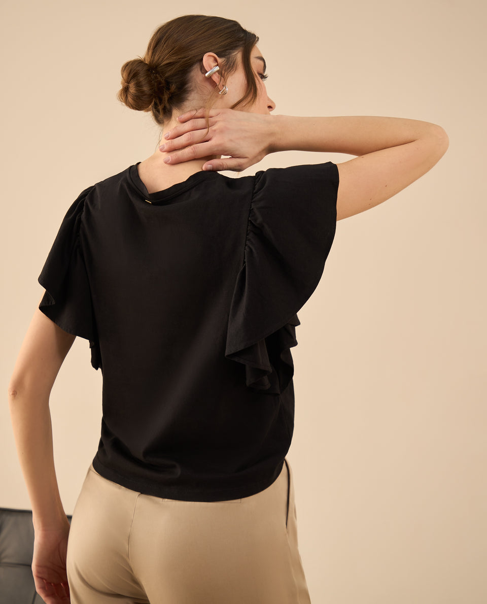 Camiseta manga corta con bolero para mujer - Negro 34_402G011_NEG193713_4