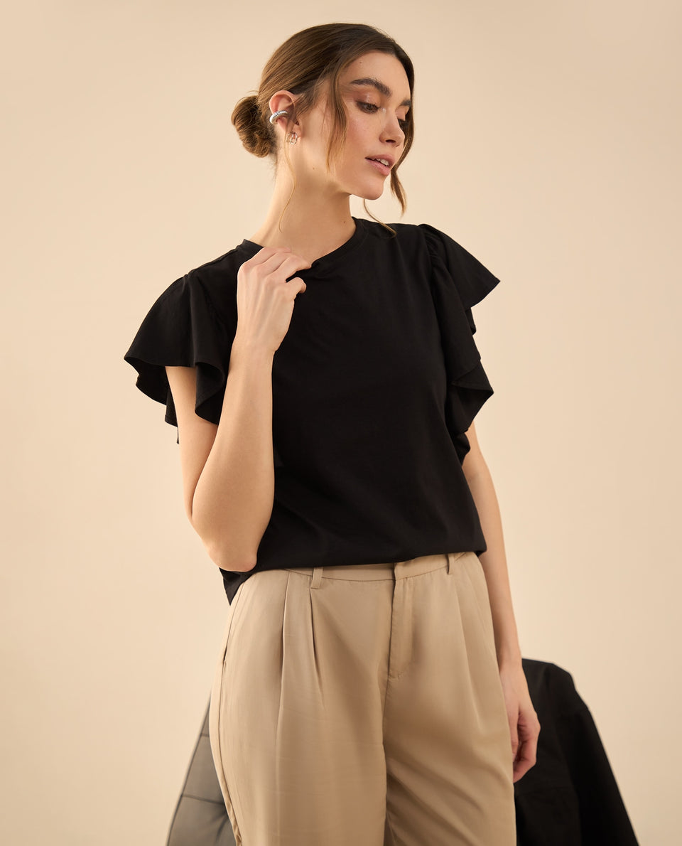 Camiseta manga corta con bolero para mujer - Negro 34_402G011_NEG193713_6