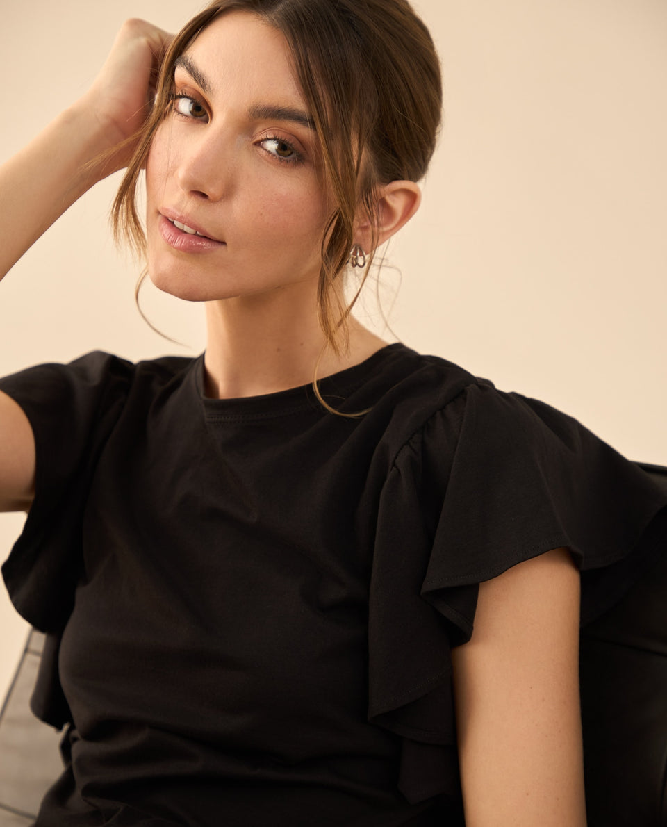 Camiseta manga corta con bolero para mujer - Negro 34_402G011_NEG193713_7