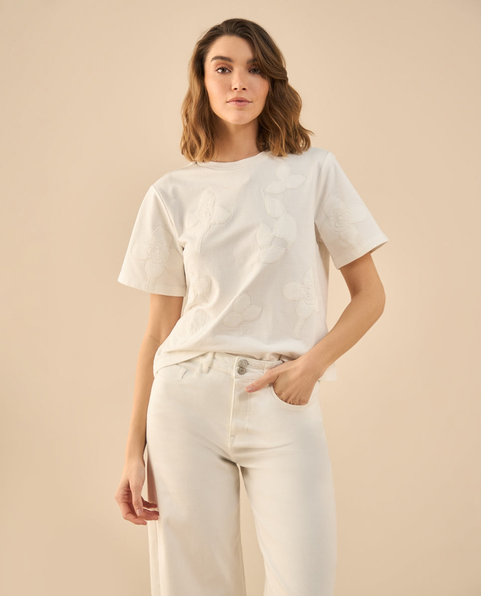 Camiseta básica manga corta para mujer - Crudo 34_402G204_CRU144500_3