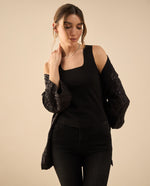 Camisa de silueta ajustada para mujer - Negro