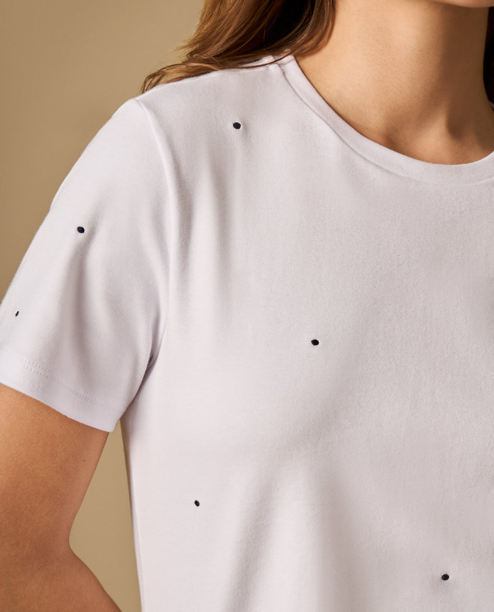 Camiseta manga corta con bordado de puntos - Blanco 34_402H020_BLA114001_3