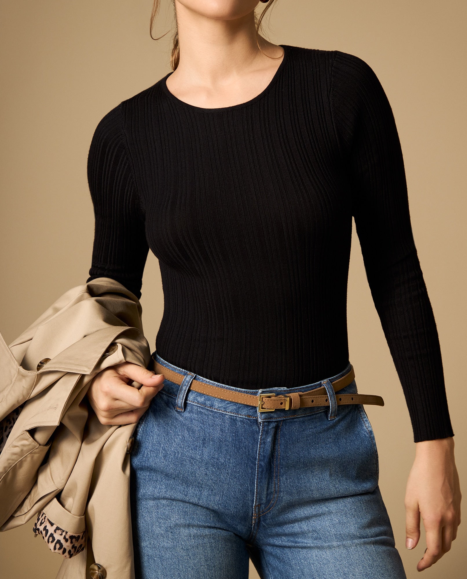 Camiseta tejida manga larga con textura acanalada - Negro 34_402H224_NEG194218_5