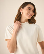 Camiseta manga corta de tacto suave para mujer  - Crudo