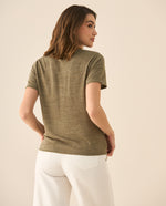 Camiseta con escote en V para mujer - Verde
