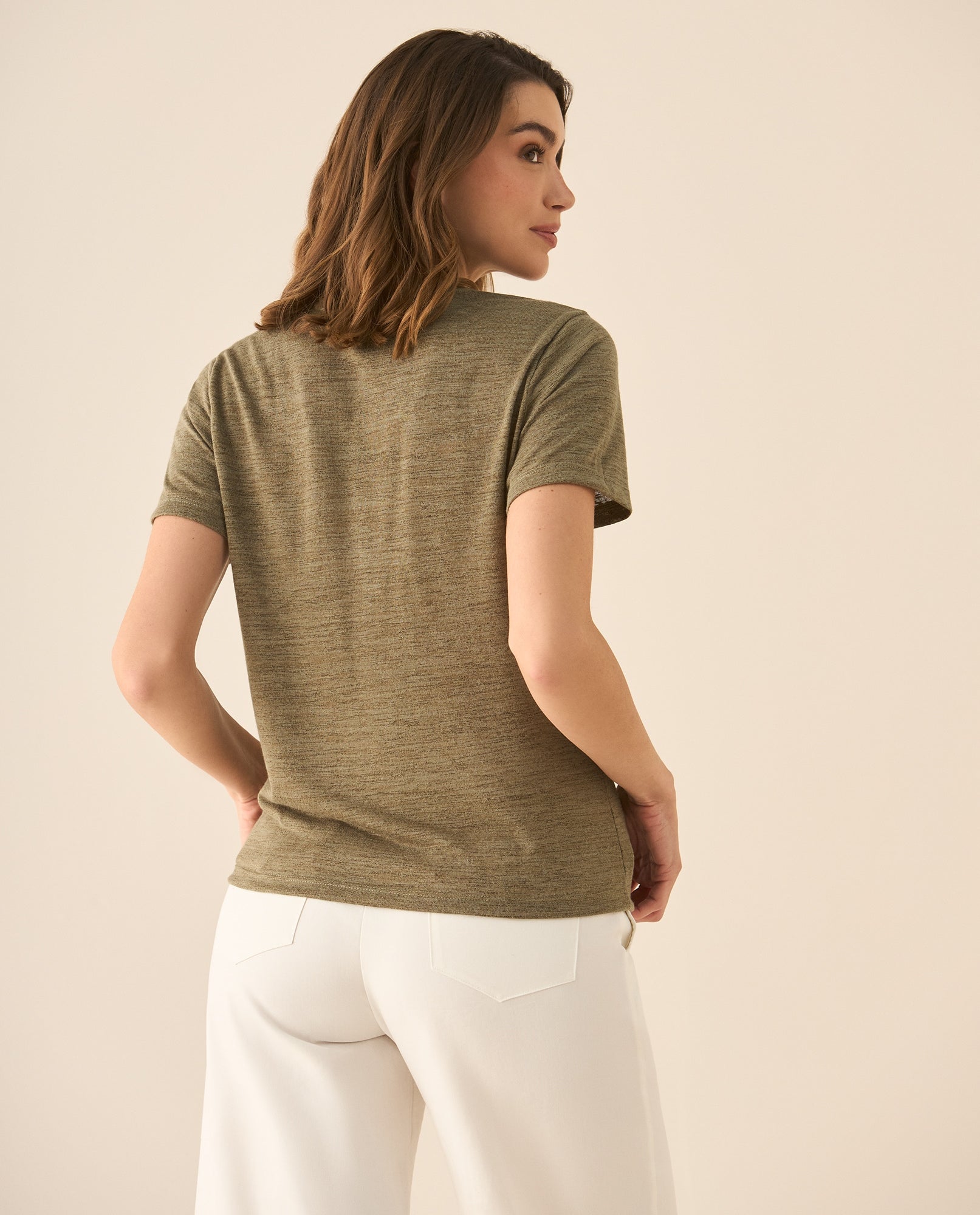 Camiseta con escote en V para mujer - Verde 34_403G002_VER170618_5