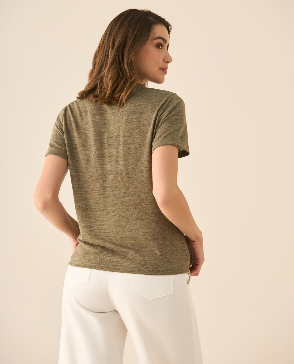 Camiseta con escote en V para mujer - Verde 34_403G002_VER170618_5