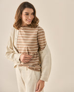 Camiseta manga larga con diseño a rayas para mujer - Crudo 34_403G009_CRU110105_6