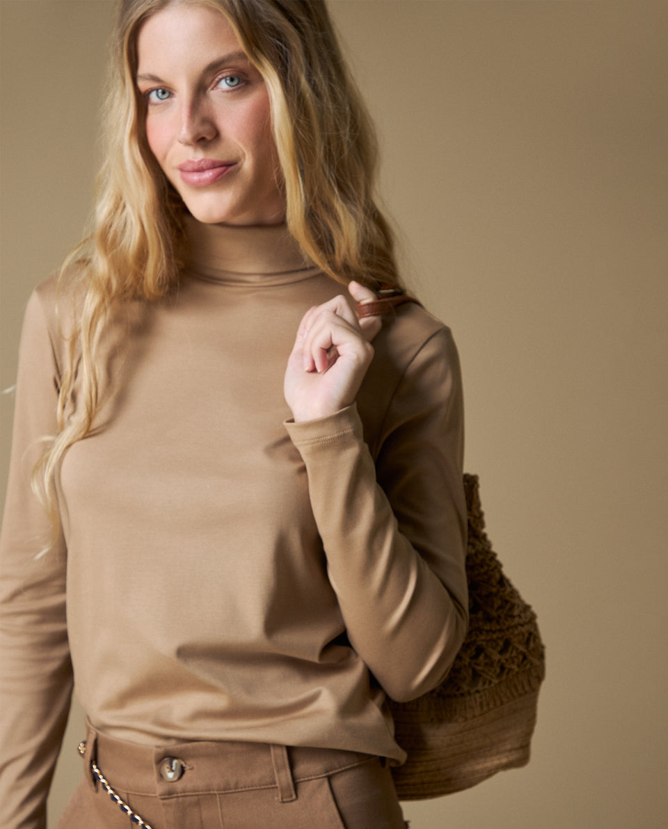 Camiseta Manga Larga Cuello Alto - Café 34_403H006_CAF171028_3