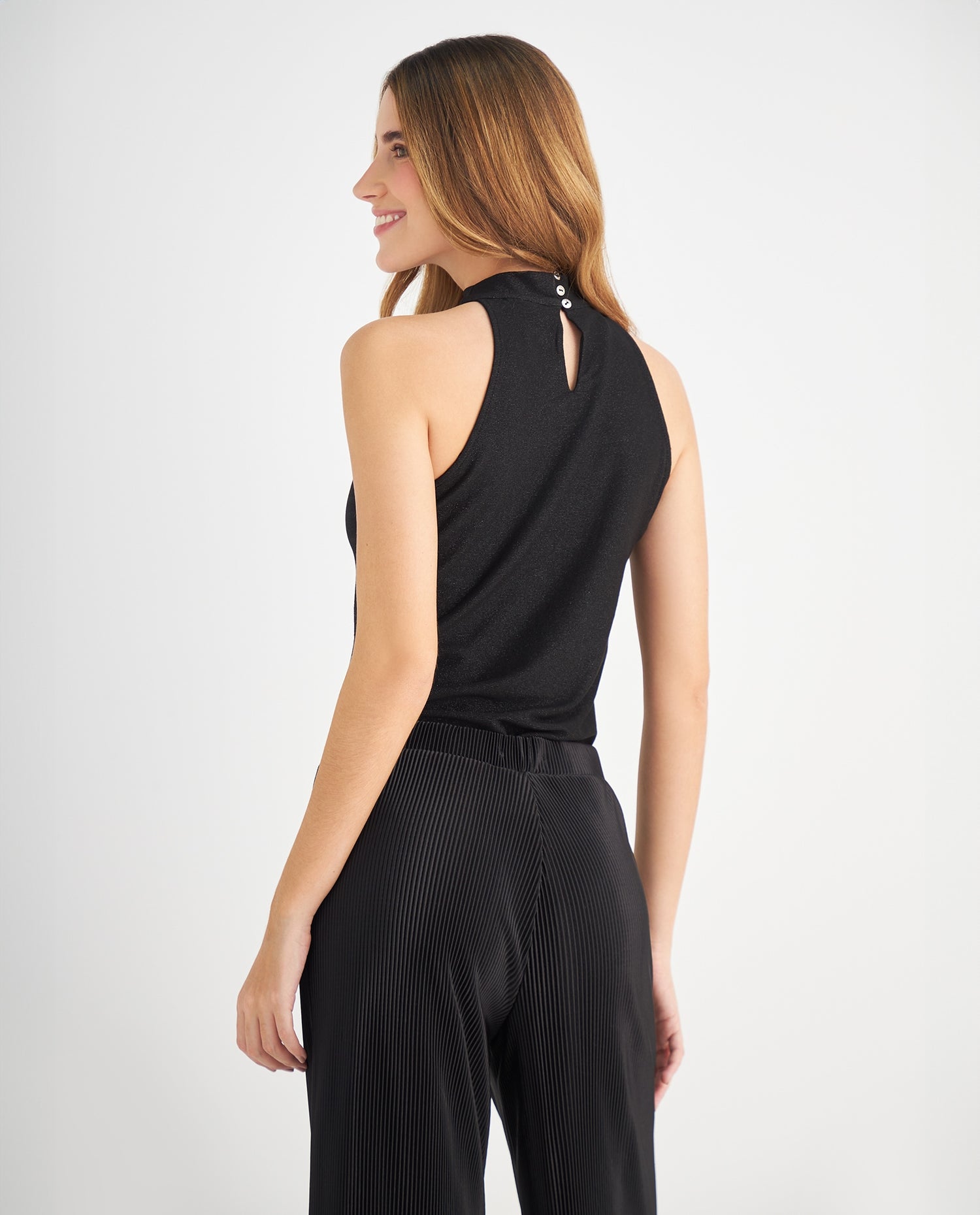 Camiseta de cuello alto para mujer - Negro