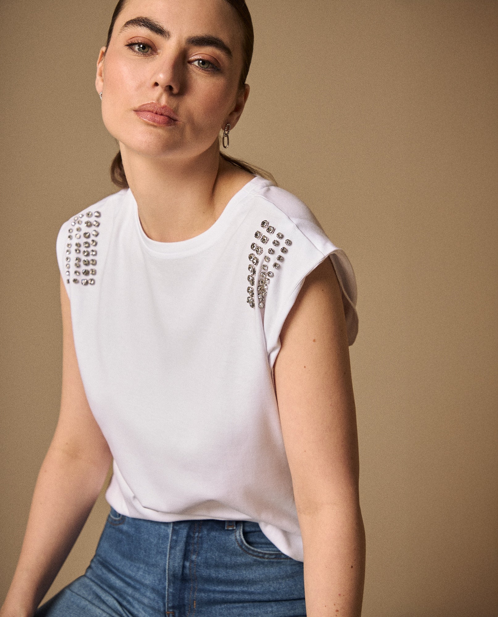 Camiseta Blanca con Aplicaciones Metálicas - Blanco 34_409G004_BLA110601_3