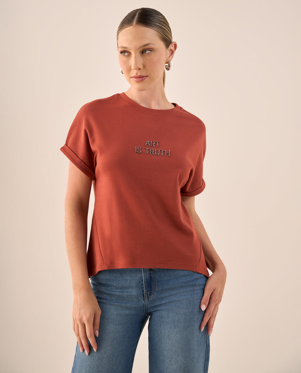 Camiseta Art Is Truth con Bordado Brillante - Naranja 34_409G005_NAR181350_3