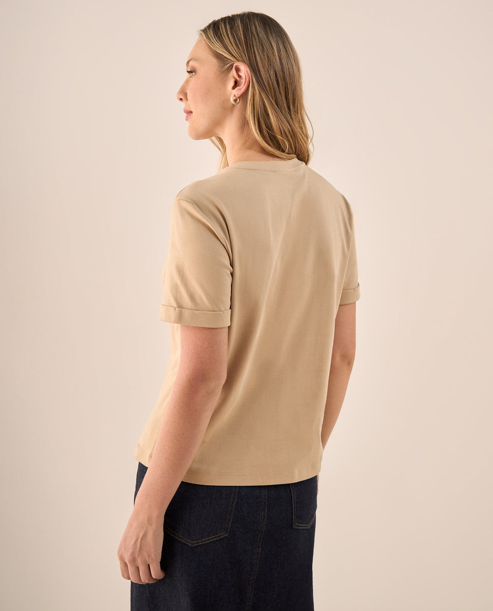Camiseta Beige Simplicité con Aplicaciones - Beige 34_409G006_BEI151304_4