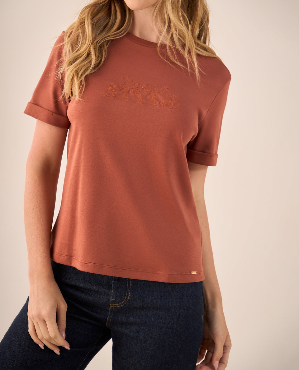 Camiseta Naranja con Bordado Tonal - Naranja 34_409G007_NAR181433_3