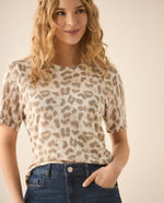 Camiseta con estampado de animal print para mujer - Beige