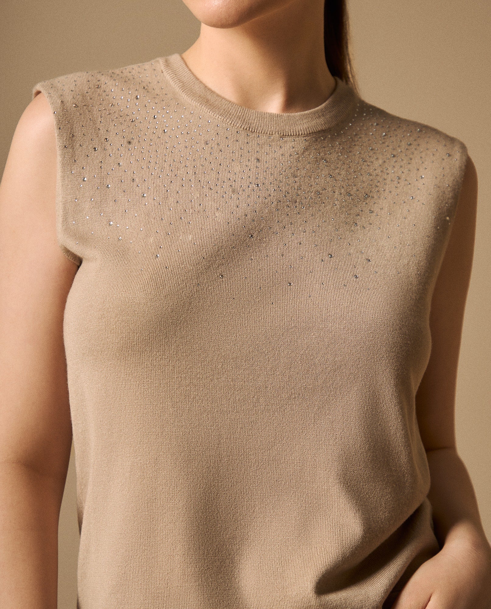 Camiseta con Detalles Brillantes - Beige 34_409G210_BEI160806_3